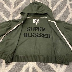 Peace Love World Olive Green Hoodie